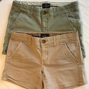 American Eagle Khaki Midi Shorts